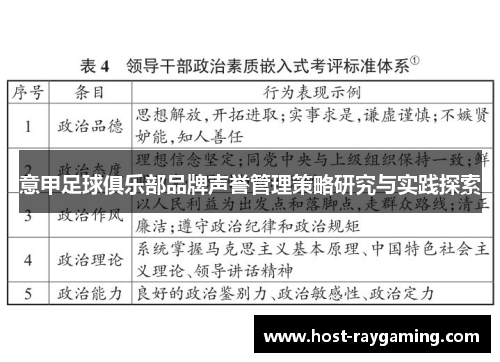 意甲足球俱乐部品牌声誉管理策略研究与实践探索