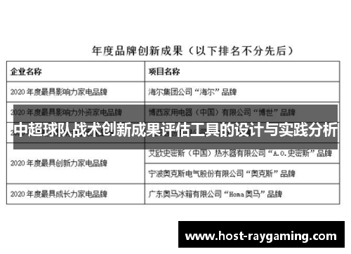 中超球队战术创新成果评估工具的设计与实践分析