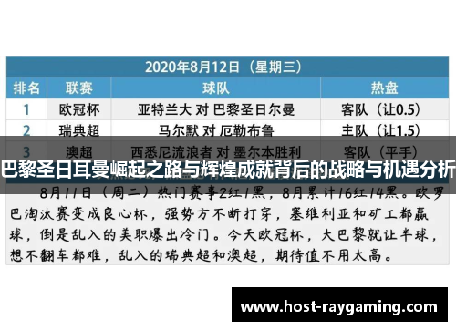 巴黎圣日耳曼崛起之路与辉煌成就背后的战略与机遇分析
