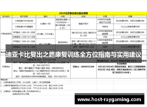 迪亚卡比复出之路康复训练全方位指南与实用建议 迪亚卡比复出之路康复训练全方位指南与实用建议